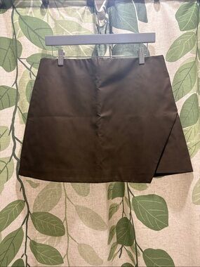 Brown Faux-Leather Mini Skirt
